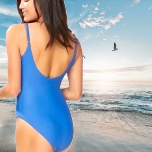 Andie Swim The Santorini One Piece Horizon Blue Eco Nylon Size Medium - Picture 2 of 10
